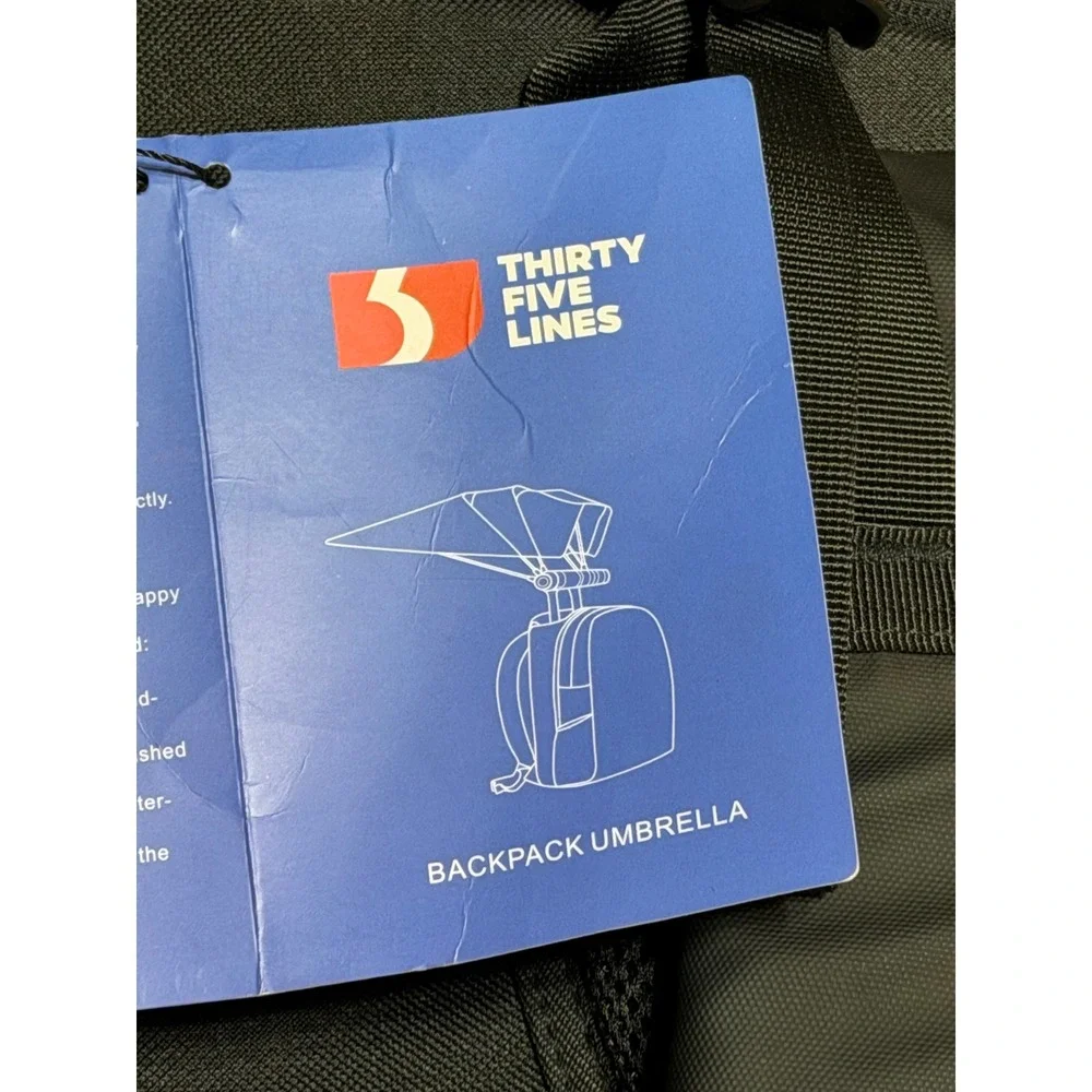 Thirty Five Lines Backpack Umbrella Unisex Large Grey NWT Hands Free Sun Rain